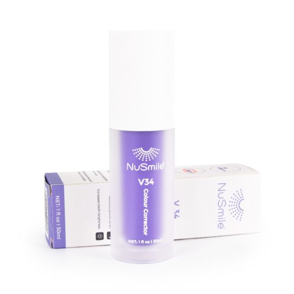 Teeth Stain neutralising Gel V34 from NuSmile, instant home teeth whitening treatment